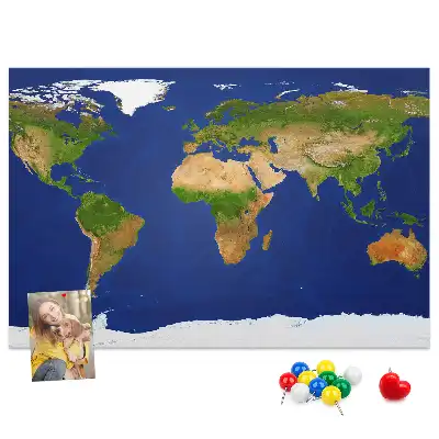 Printed Cork Board Large world map