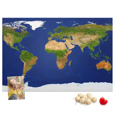 Printed Cork Board Large world map