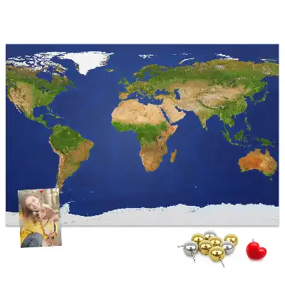 Printed Cork Board Large world map
