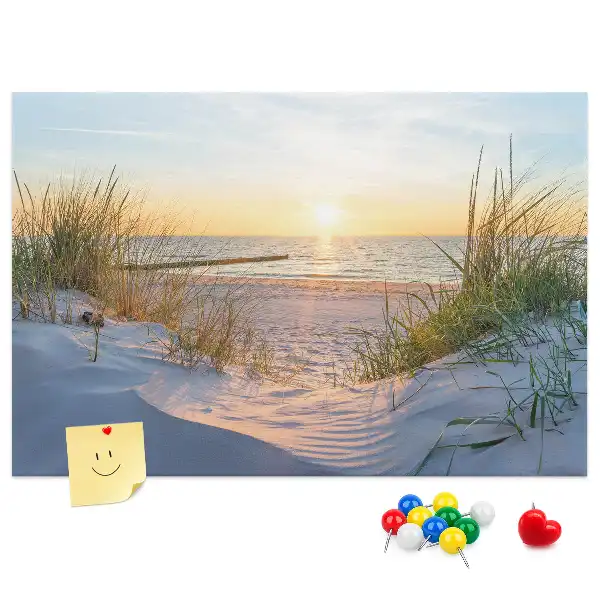 Printed Cork Memo Board Sunset on the beach