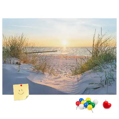 Printed Cork Memo Board Sunset on the beach