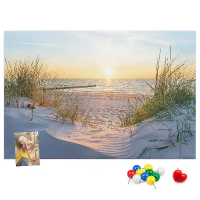 Printed Cork Memo Board Sunset on the beach