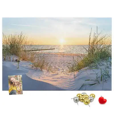 Printed Cork Memo Board Sunset on the beach