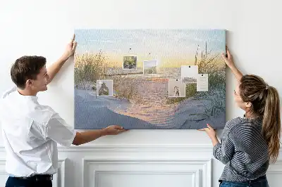 Printed Cork Memo Board Sunset on the beach