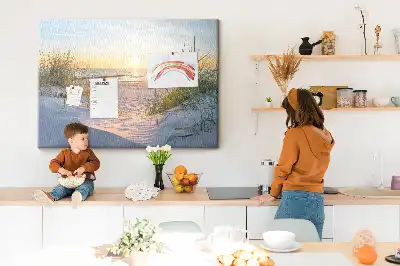 Sunset on the Beach Printed Cork Memo Board