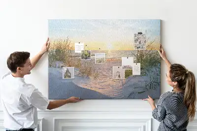 Printed Cork Memo Board Sunset on the beach