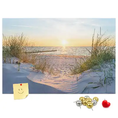 Printed Cork Memo Board Sunset on the beach