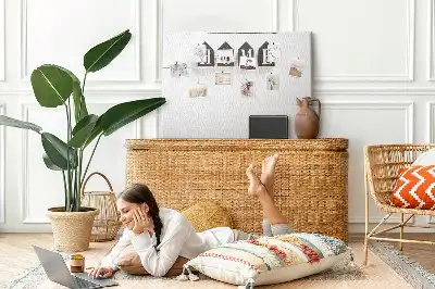 Printed cork board with home lettering