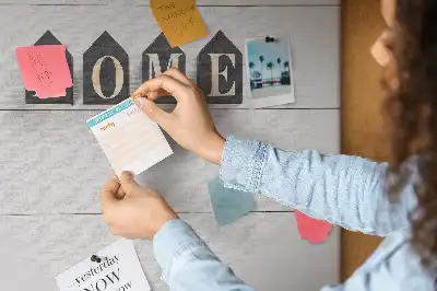 Printed cork board with home lettering