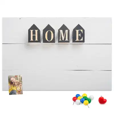 Printed cork board with home lettering