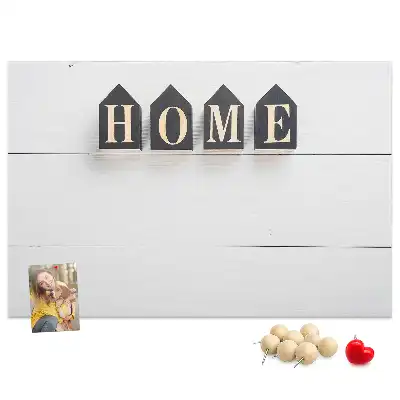 Printed cork board with home lettering