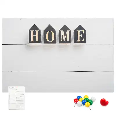 Printed cork board with home lettering