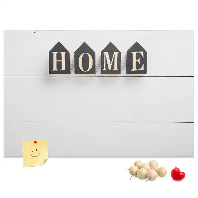 Printed cork board with home lettering