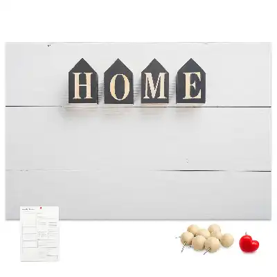 Printed cork board with home lettering