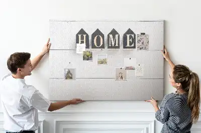 Printed cork board with home lettering