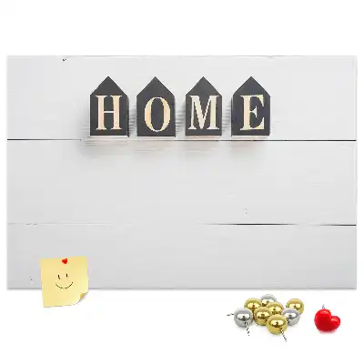 Printed cork board with home lettering