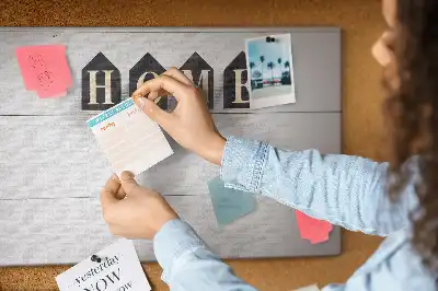 Printed cork board with home lettering