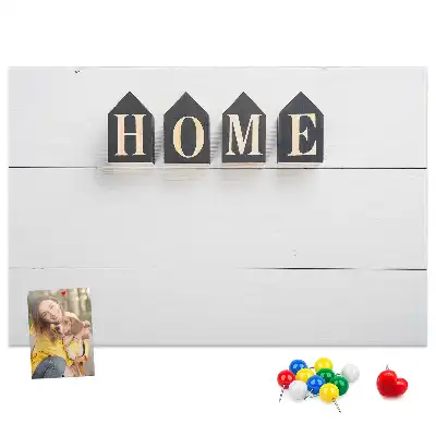 Printed cork board with home lettering