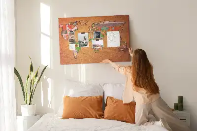 Printed Cork Memo Board World Map with flags