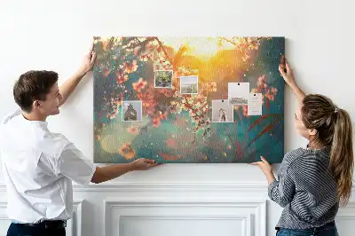 Spring flowers cork memo board