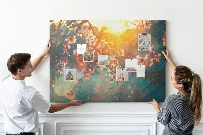Spring flowers cork memo board