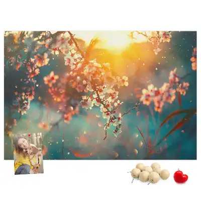 Spring flowers cork memo board