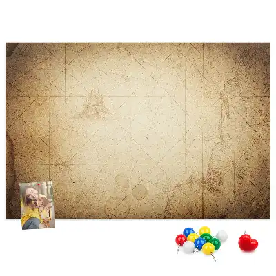 Printed Cork Board Old world map