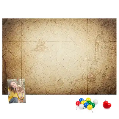 Printed Cork Board Old world map