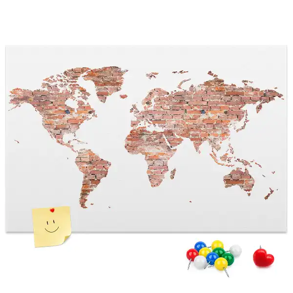 Old brick map cork memo board