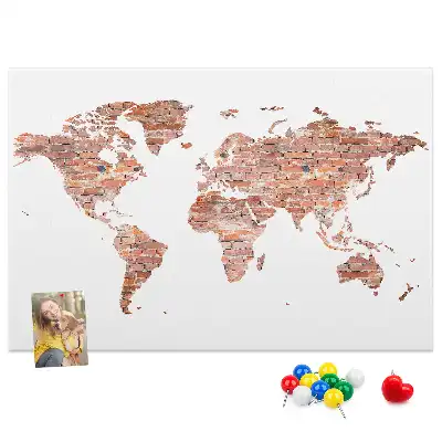 Old brick map cork memo board