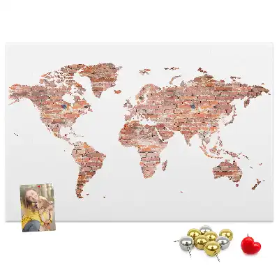 Old brick map cork memo board