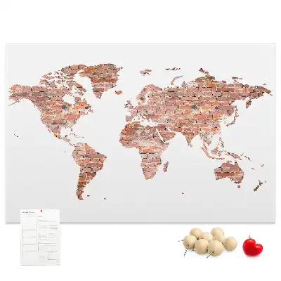 Old brick map cork memo board