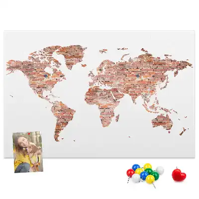 Old brick map cork memo board