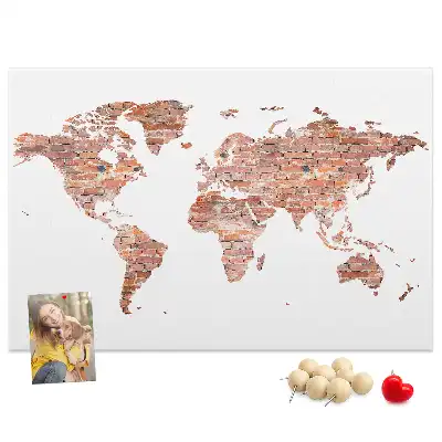 Old brick map cork memo board