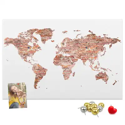 Old brick map cork memo board