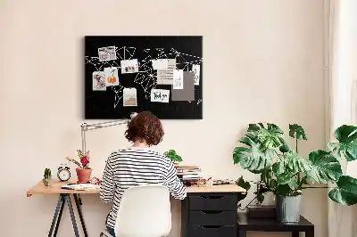Modern World Map Printed Cork Board