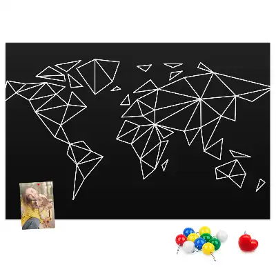 Printed Cork Board Modern world map