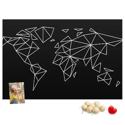 Printed Cork Board Modern world map