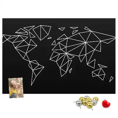 Printed Cork Board Modern world map