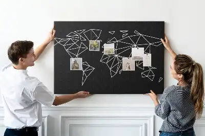 Modern World Map Printed Cork Board
