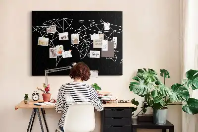 Modern World Map Printed Cork Board