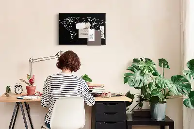 Modern World Map Printed Cork Board