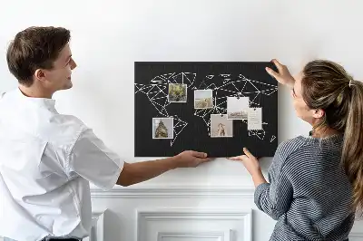 Printed Cork Board Modern world map