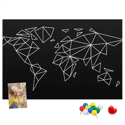 Printed Cork Board Modern world map