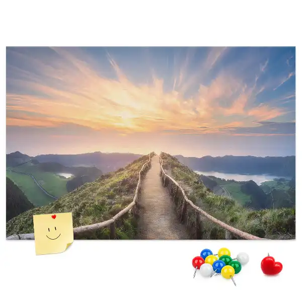 Mountain landscape printed cork board