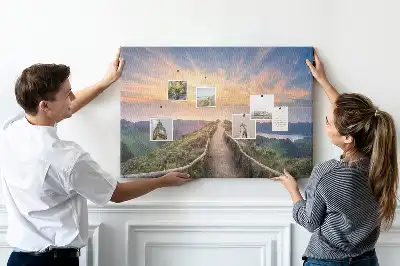 Mountain landscape printed cork board