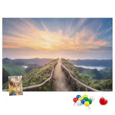 Mountain landscape printed cork board