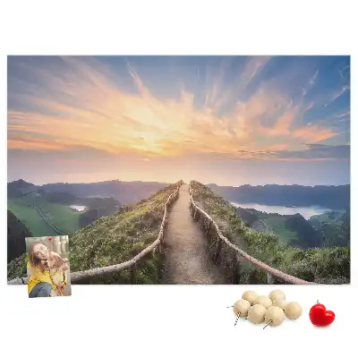 Mountain landscape printed cork board