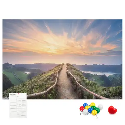 Mountain landscape printed cork board