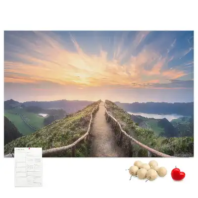 Mountain landscape printed cork board